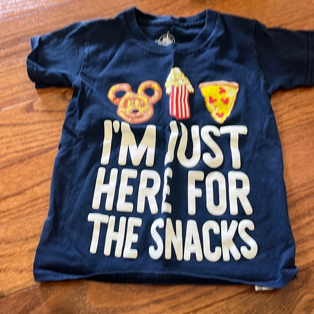 Disney kids shirt sz XS “I’m just here for the snacks”